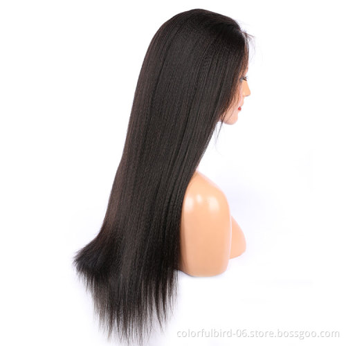 kinky straight 4*4 closure Wig Transparent Lace Wigs yaki Lace Front Human Hair Wigs 4*4 lace Brazilian human hair